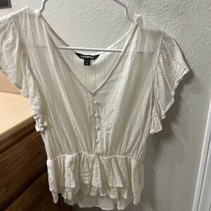 Express Cream Ruffle Blouse